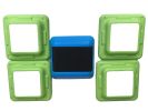 16in Square Aerobic Step Platform with 4 Risers Adjustable Exercise Fitness Workout Stepper,Blue and Green