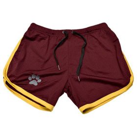 Men Gym Fitness Shorts Bodybuilding sports Jogging shorts Male 2022 Summer Cool Breathable Mesh casual men Shorts Sweatpants (Color: Red yellow, size: M)