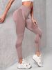 3pcs Seamless Striped Yoga Leggings For Women, High Stretch Slim Fitted Workout Gym Sports Pants, Women's Activewear